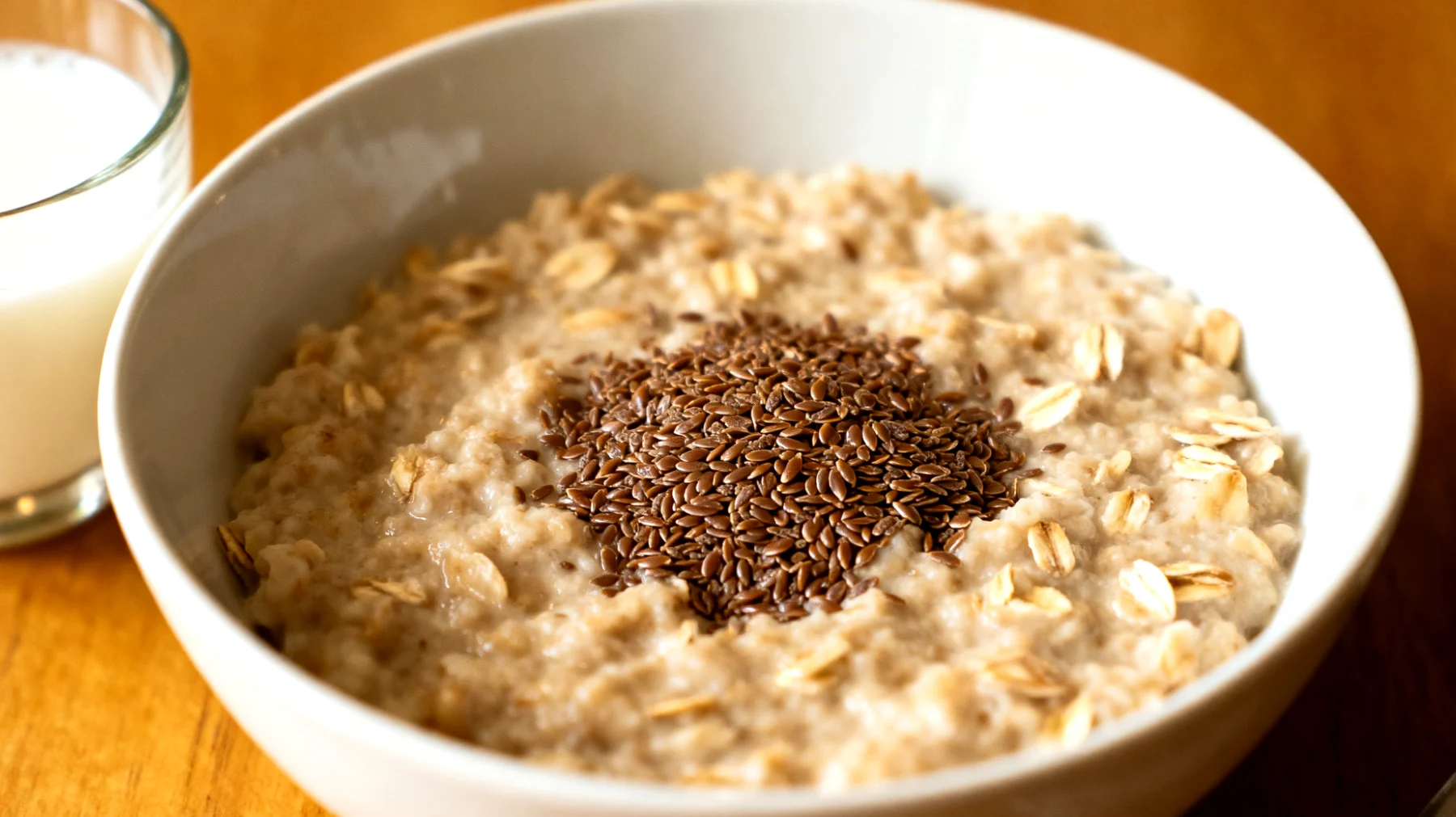 Porridge di avena con semi di lino macinati e kefir"